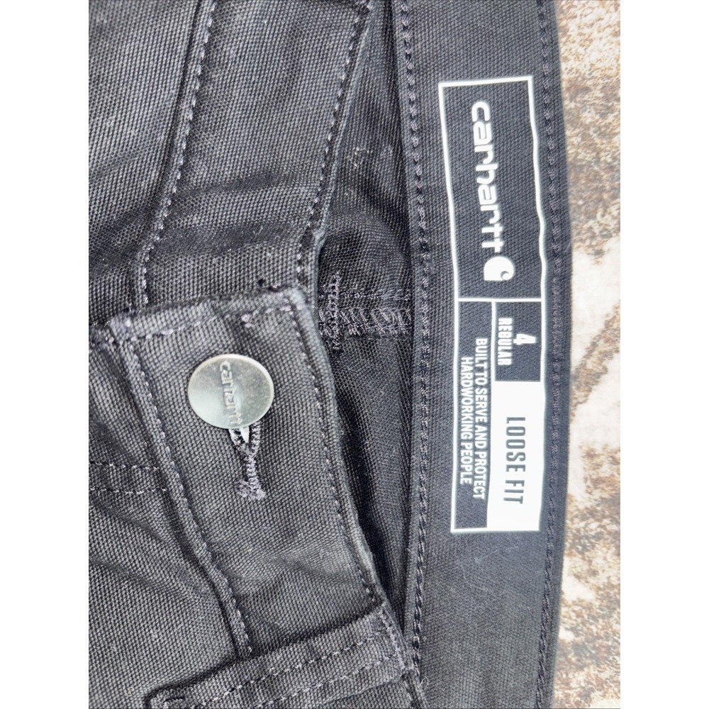 Carhartt Women's Size 4 Rugged Flex Carpenter Canvas Work Pant - Loose Fit Black - Picture 2 of 7